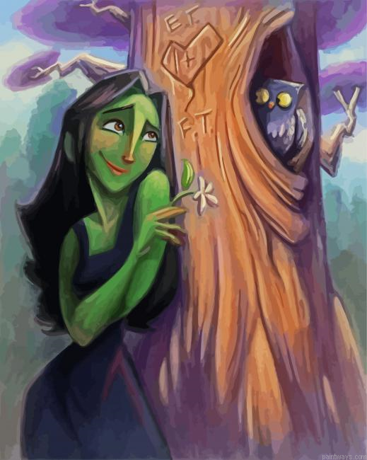 Elphaba And Owl Painting By Numberss.png