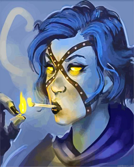 Evil Lady Smoking Painting By Numberss.png