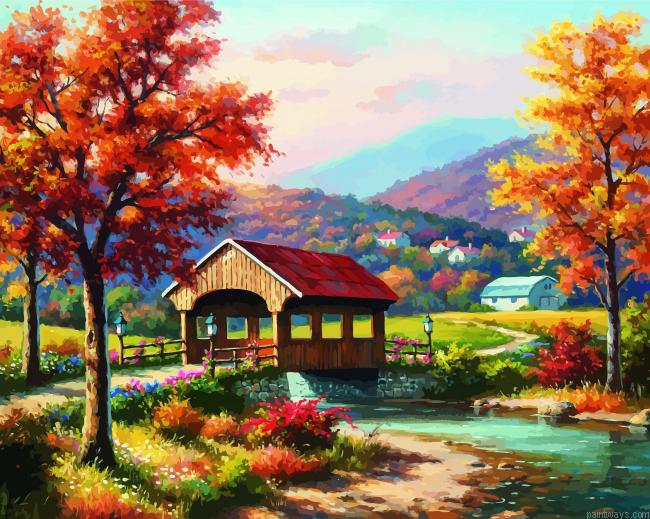 Fall Covered Bridge Painting By Numberss.png