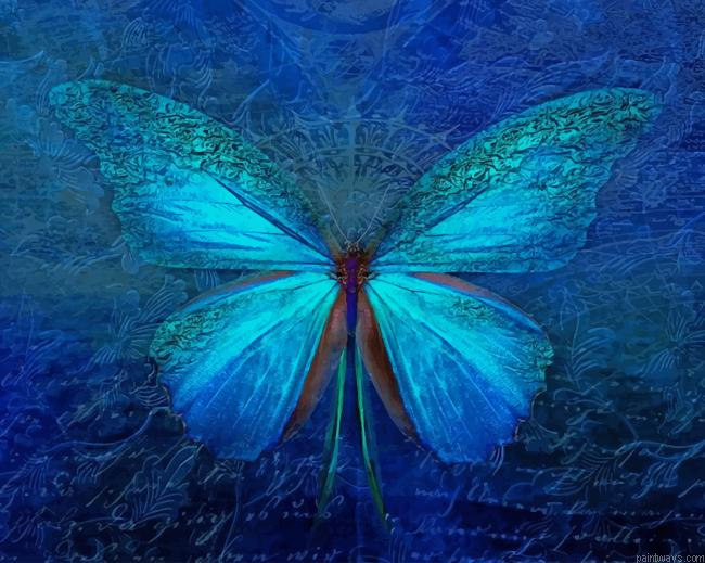 Fantasy Blue Butterfly New Painting By Numberss.png
