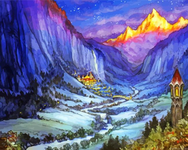 Fantasy Rivendell Art Painting By Numberss.png