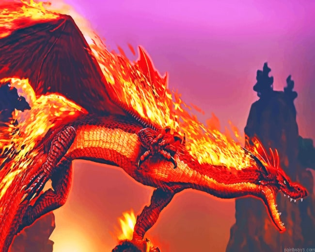 Fire Dragon Animals Painting By Numberss.png