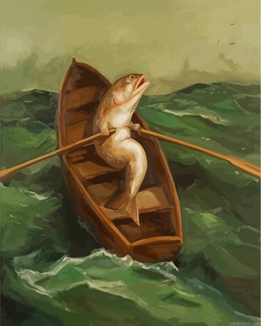 Fish Rowing A Boat Painting By Numbers.png