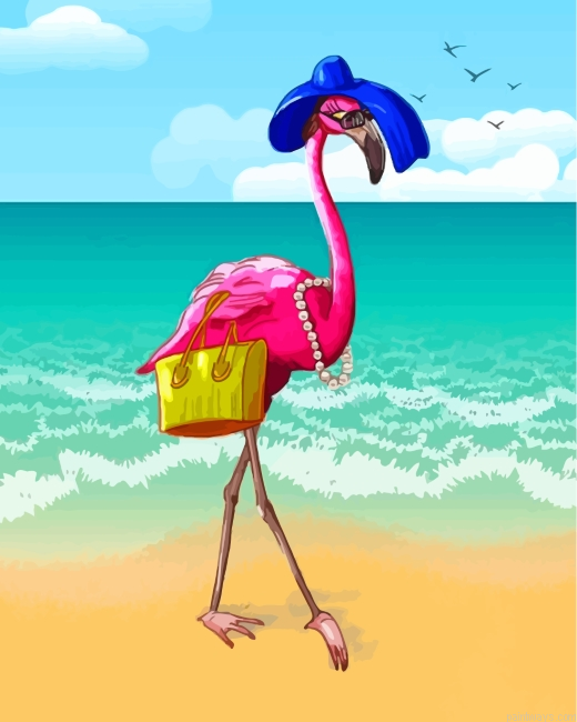 Flamingo In Hat Painting By Numbers.png