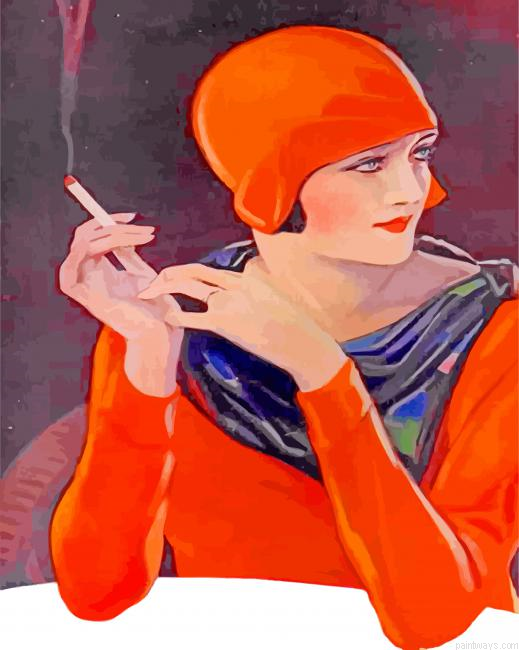 Flapper Lady Smoking Painting By Numberss.png