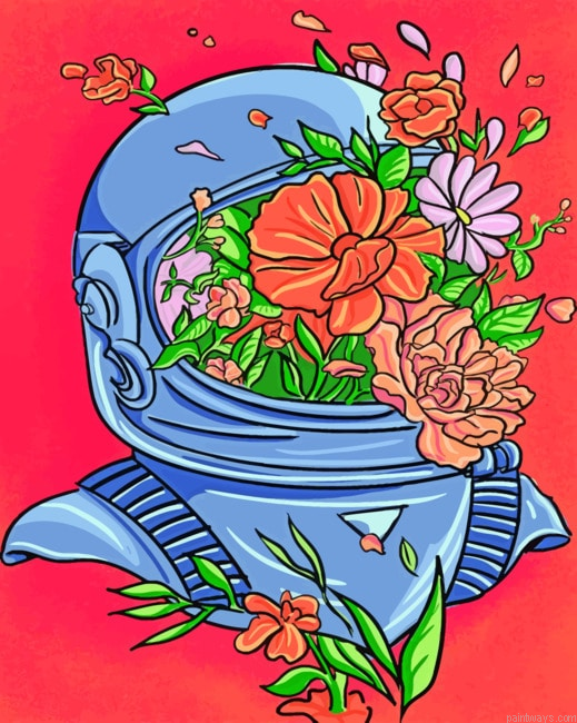 Floral Astronaut Arts Painting By Numberss.png