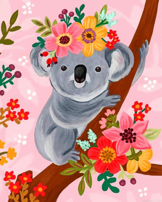 Floral Koala Painting By Numbers.png