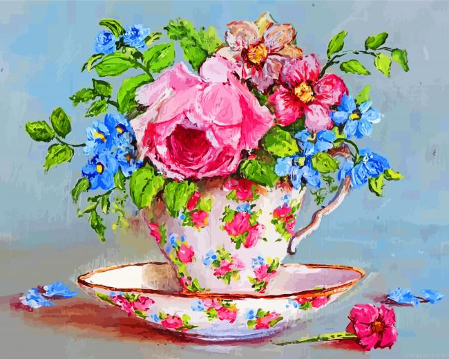 Floral Tea Cup Painting By Numbers.png