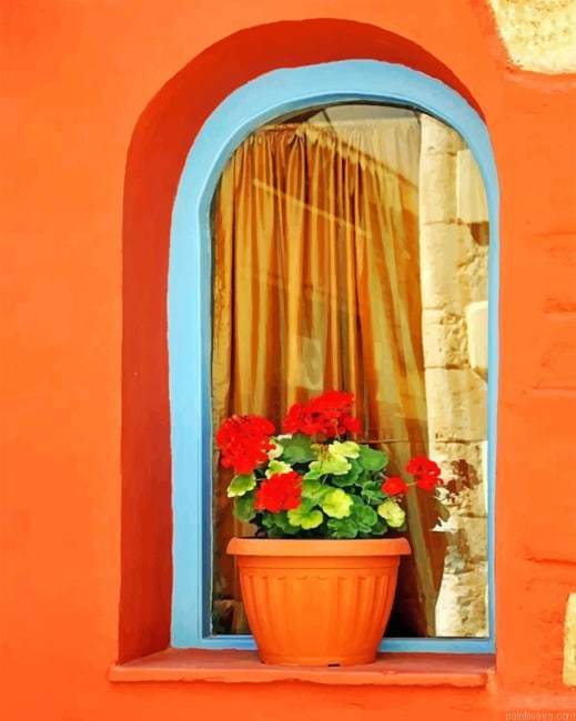 Flower Vase In Window Painting By Numberss.png