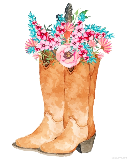 Flowers In Cowboy Boots Painting By Numberss.png