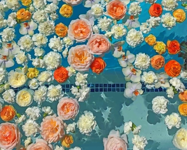 Flowers On Water Roses Painting By Numberss.png