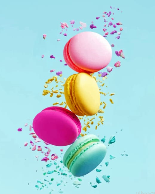 Flying Macaroons Food Painting By Numberss.png