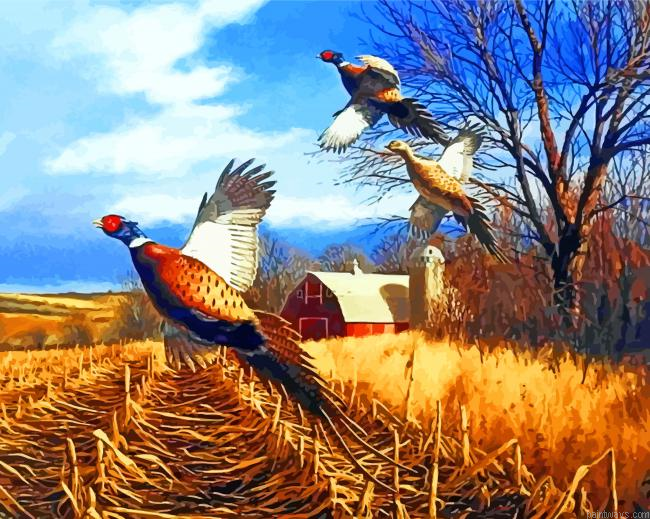 Flying Pheasant Painting By Numbers.png