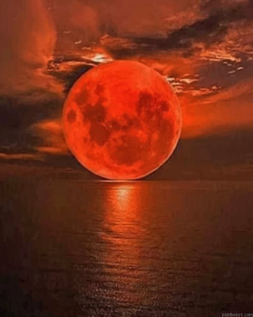 Full Moon During Sunset Time Painting By Numberss.png