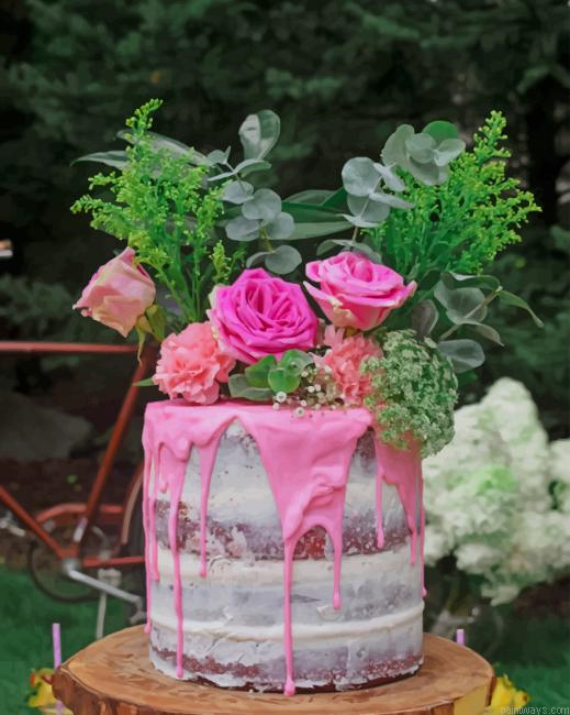 Garden Roses Cake New Painting By Numberss.png