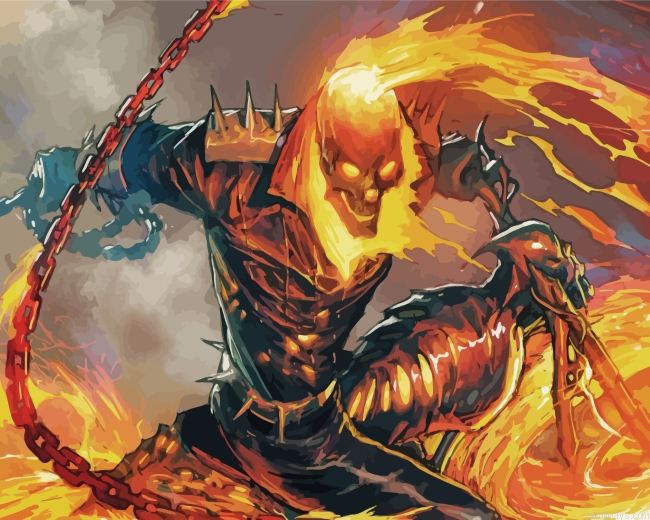 Ghost Rider Fire Painting By Numbers.png