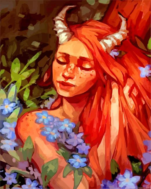 Ginger Devil Girl Painting By Numberss.png