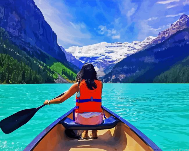 Girl Canoeing Alone Painting By Numberss.png