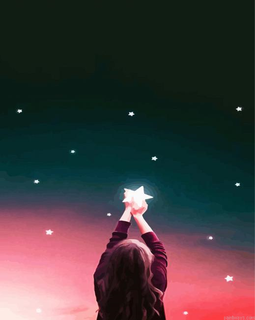 Girl Catching Stars Painting By Numberss.png