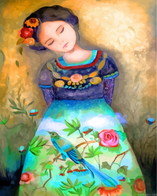 Girl In Floral Dress Painting By Numbers.png