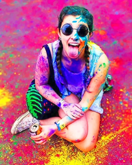 Girl In Holi Colors Festivals Painting By Numberss.png