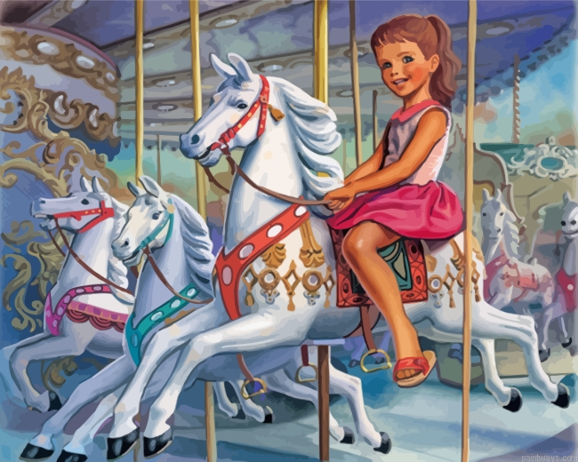 Girl On Carousel Painting By Numbers.png