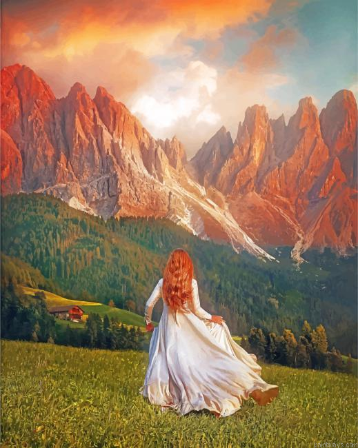 Girl Running In The Mountains Painting By Numbers.png