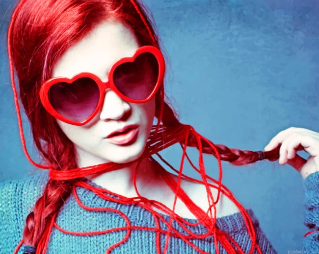 Girl With Heart Sunglasses Women Painting By Numberss.png