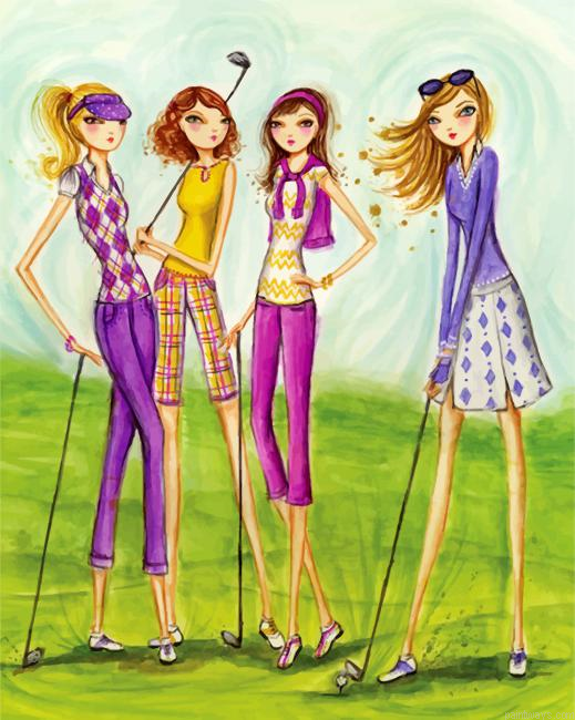 Girls Playing Golf Painting By Numbers.png