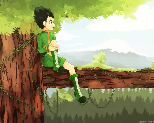 Gon Freecss On Tree Painting By Numberss.png