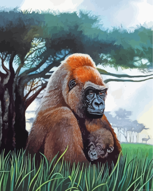 Gorilla In Forest Painting By Numberss.png