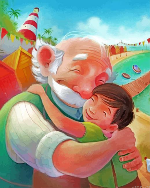 Grandpa Hugging His Grandson Painting By Numberss.png