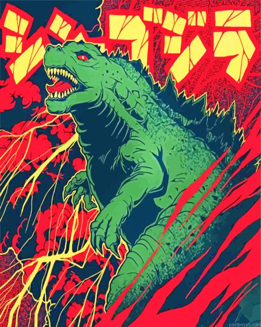 Green Godzilla Illustration Painting By Numberss.png