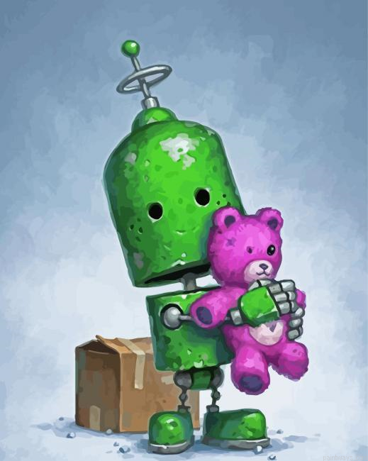 Green Robot Painting By Numberss.png