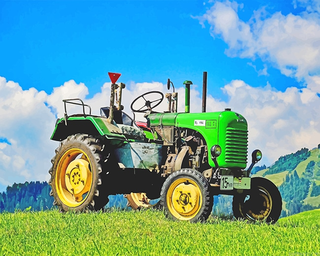 Green Tractor In Field New Painting By Numberss.png