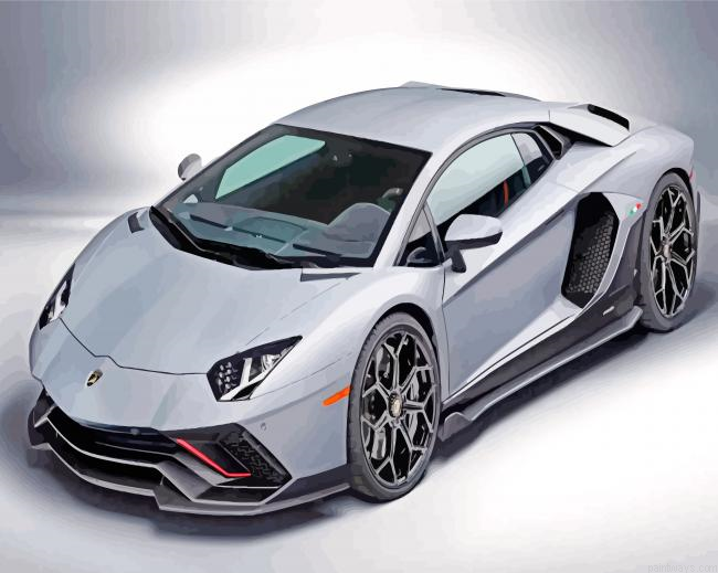 Grey Lamborghini Car Painting By Numberss.png