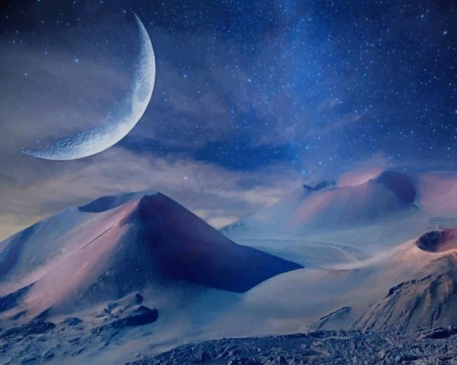 Half Moon With Stars New Painting By Numberss.png