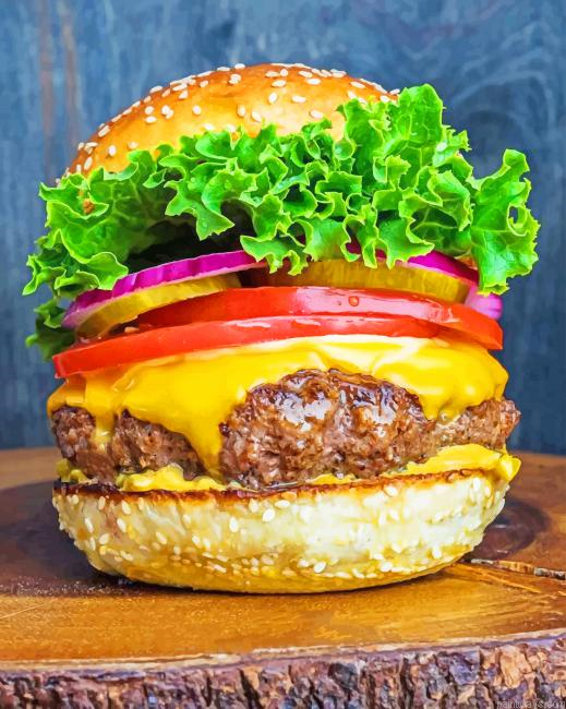 Hamburger Fast Food Painting By Numbers.png