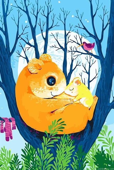 Hamsters On Tree Painting By Numbers.png