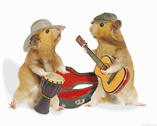 Hamsters Playing Musical Instruments Painting By Numbers.png