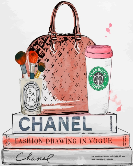 Handbag On Books Painting By Numberss.png
