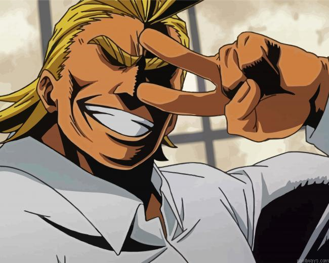 Happy All Might Character Painting By Numberss.png