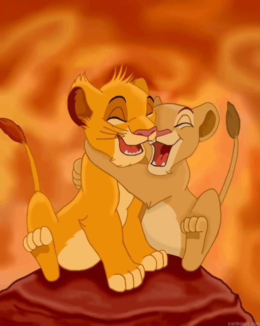 Happy Simba And Nala Animations Painting By Numberss.png
