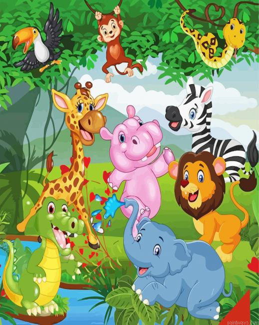 Happy Wild Animals Painting By Numberss.png