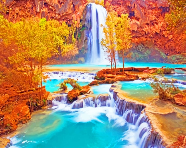 Havasupai Falls Landscapes Painting By Numberss.png