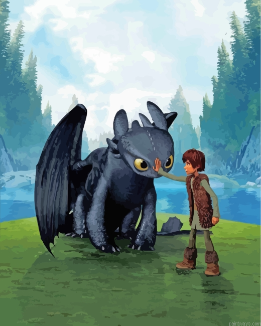 Hiccup And Dragon Painting By Numbers.png