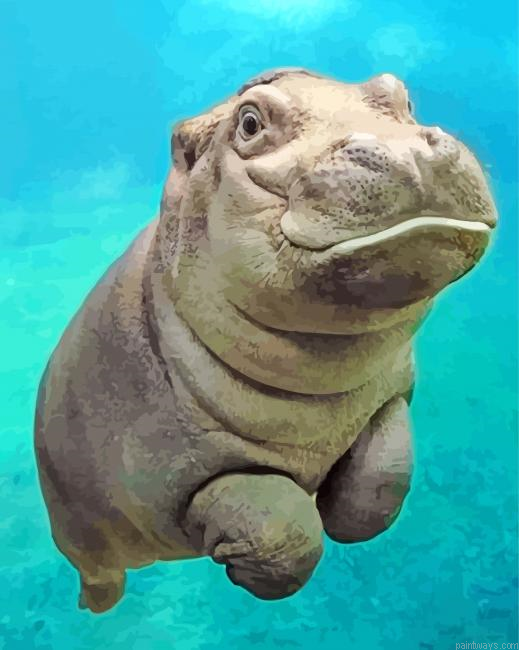 Hippo In Water Painting By Numberss.png