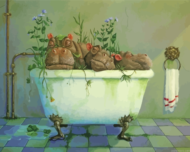Hippopotamus In Bath Painting By Numbers.png