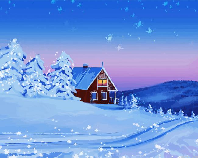 House Snow Winter Painting By Numberss.png