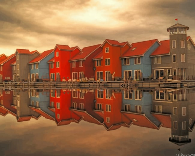 Houses Reflection New Painting By Numberss.png